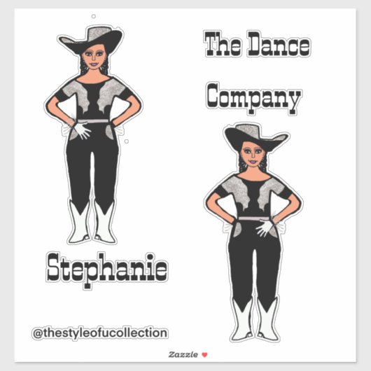 Westerne Majorette / Danser Stickers Zwart Zilver  (Vel)