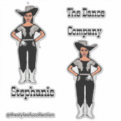 Westerne Majorette / Danser Stickers Zwart Zilver  (Voorkant)