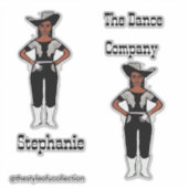 Westerne Majorette / Danser Stickers Zwart Zilver  (Voorkant)