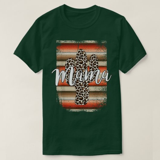 Westerne mam Leopard Cactus Serape Cowgirl Rodeo M T-shirt (Design voorkant)