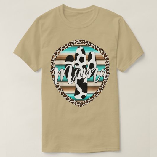 Westerne mama koe Cactus Leopard Cowgirl Rode T-shirt (Design voorkant)