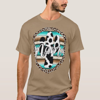 Westerne mama koe Cactus Leopard Cowgirl Rode T-shirt