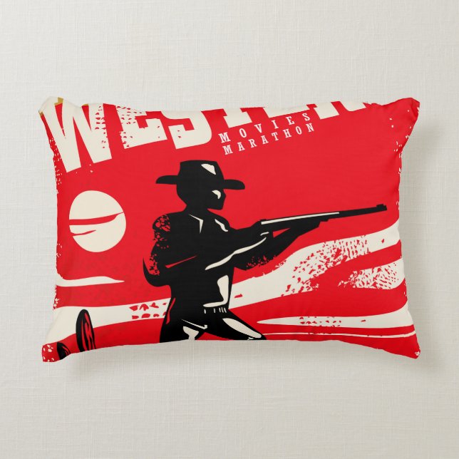 Westerne marathonretro-poster ontwerp van marathon accent kussen (Voorkant)