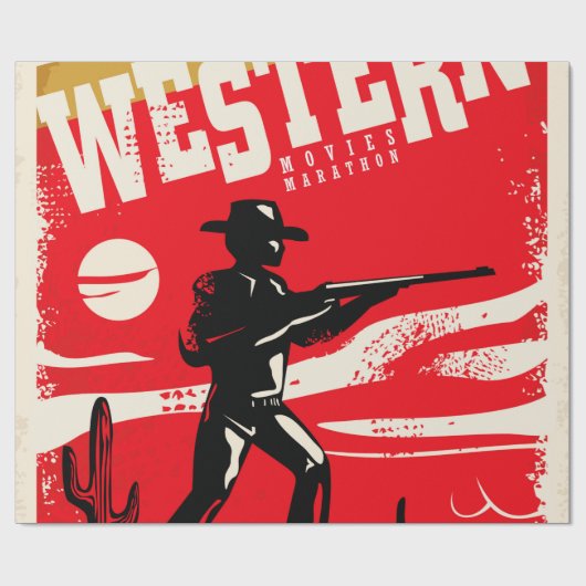 Westerne marathonretro-poster ontwerp van marathon cadeaupapier (Vlak)