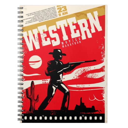 Westerne marathonretro-poster ontwerp van marathon notitieboek (Voorkant)