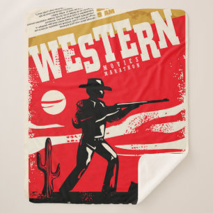 Westerne marathonretro-poster ontwerp van marathon sherpa deken