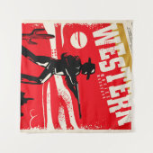 Westerne marathonretro-poster ontwerp van marathon wandkleed (Voorkant (horizontaal))