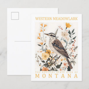 Westerne Meadowlark Bird of Montana Verenigde Stat Briefkaart