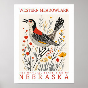 Westerne Meadowlark Bird of Nebraska Verenigde Sta Poster