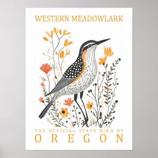 Westerne Meadowlark Bird of Oregon Reizen Poster (Voorkant)