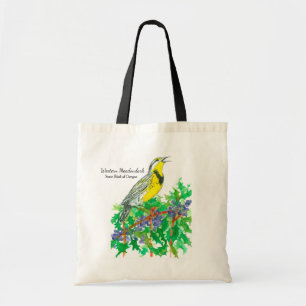 Westerne Meadowlark Oregon Flowers Bird Tote Bag
