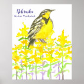 Westerne Meadowlark (staatsvogel) van Nebraska Poster (Voorkant)