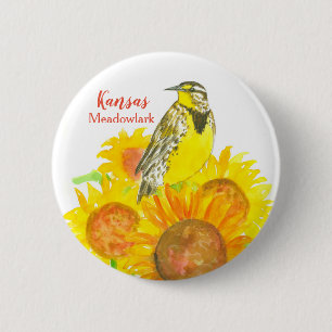 Westerne Meadowlark Sunflower State Bird Ronde Button 5,7 Cm