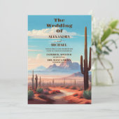 Westerne Mexicaanse Cactus Desert Bruiloft Kaart (Staand voorkant)
