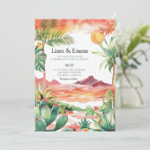 Westerne Mexicaanse cactus-woestijnbruiloft Kaart (Staand voorkant)