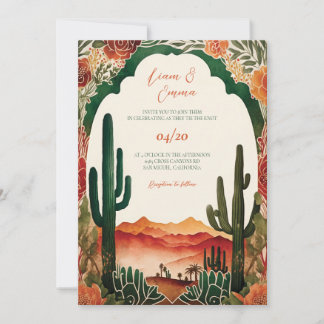 Westerne Mexicaanse cactus-woestijnbruiloft Kaart
