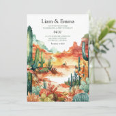 Westerne Mexicaanse cactus-woestijnbruiloft Kaart (Staand voorkant)