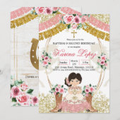 Westerne Mexicaanse roze roet Charra-baptisme & Bi Kaart (Voorkant / Achterkant)