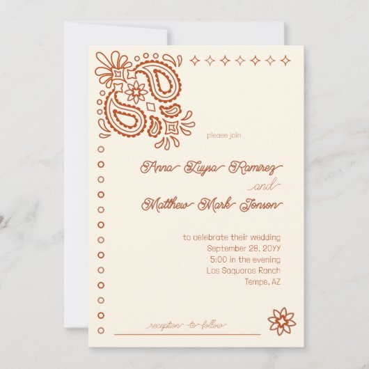 Westerne moderne eenvoudige roest en ivoor bruilof kaart (Voorkant)