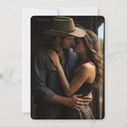 Westerne moderne rustieke trouwfoto dank u bedankkaart (Achterkant)