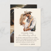 Westerne moderne rustieke trouwfoto dank u bedankkaart (Voorkant / Achterkant)