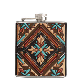 WESTERNE MOTIF 6oz Flask Heupfles