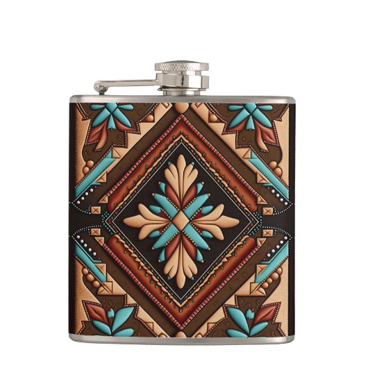 WESTERNE MOTIF 6oz Flask Heupfles (Voorkant)