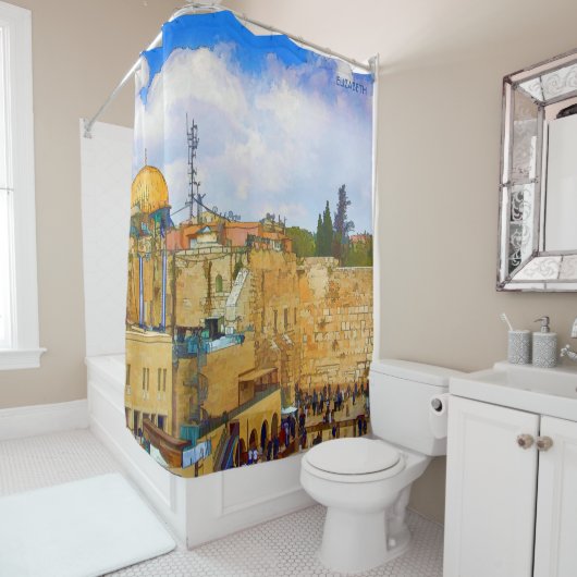 Westerne muur in Jeruzalem (Muur van Sorrow) Douchegordijn (In situ)