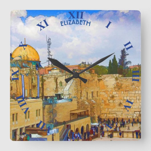 Westerne muur in Jeruzalem (Muur van Sorrow) Vierkante Klok (Voorkant)