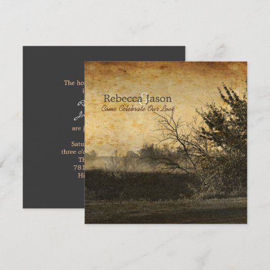 westerne najaarsbomen rustige boerderijen bruiloft kaart (Voorkant / Achterkant)