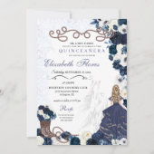 Westerne Navy Blue Princess Charra Quinceañera Kaart (Voorkant)