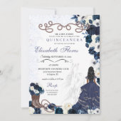 Westerne Navy Blue Princess Charra Quinceañera Kaart (Voorkant)