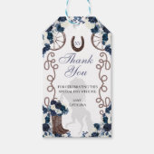Westerne Navy Blue Ranchero Quinceanera Gift Label Cadeaulabel (Voorkant)