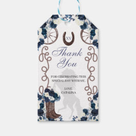 Westerne Navy Blue Ranchero Quinceanera Gift Label Cadeaulabel