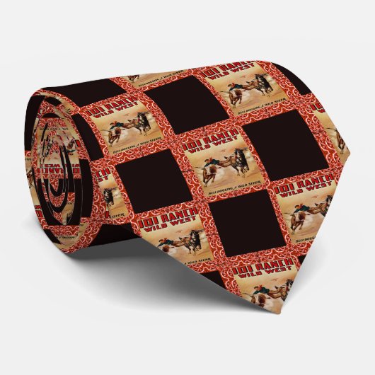 Westerne Necktie 101 Ranch Cowboy Steer Wrestler Stropdas (Opgerold)