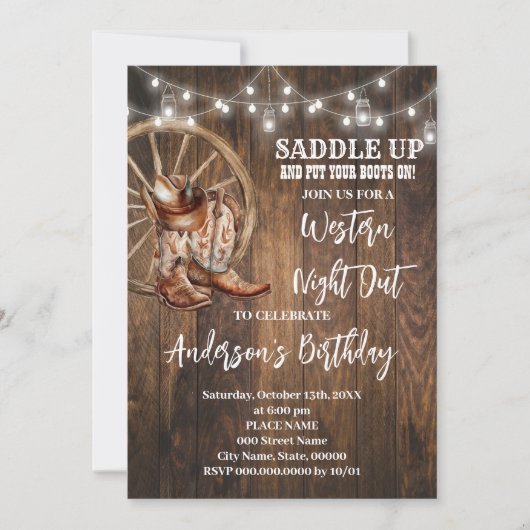 Westerne Night Out Country Cowboy Verjaardag Kaart (Voorkant)