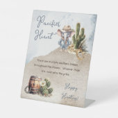 Westerne Olifant Cowboy Baby shower Fopspeen Hunt Reclamebord Met Voetstuk (Voorkant)