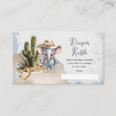 Westerne Olifant Cowboy Baby shower Luier Raffle Informatiekaartje (Voorkant)