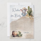 Westerne Olifant Cowboy Douche Wensen voor Baby Kaart (Voorkant)
