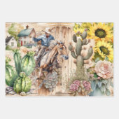 Westerne ontkoppeling - cowboy sunflower rustige r inpakpapier vel (Voorkant)