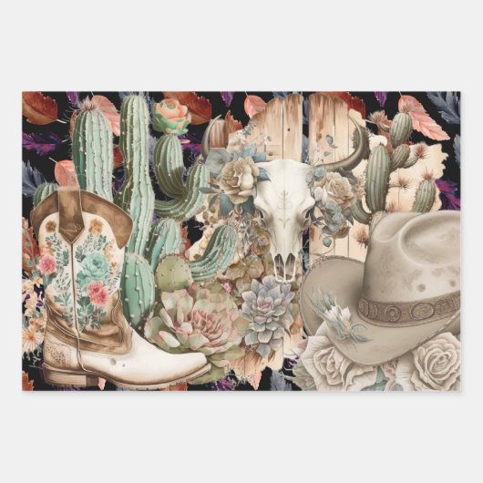 Westerne ontkoppeling - cowboylaarzen van de sched inpakpapier vel (Voorkant)