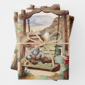 Westerne ontkoppeling - klein cowgirl op zwaaien p inpakpapier vel (In situ)