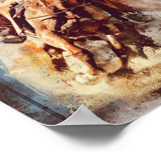 Westerne ontkoppeling van Barrel Racing Cowgirl Poster (Hoek)