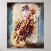 Westerne ontkoppeling van Barrel Racing Cowgirl Poster (Voorkant)