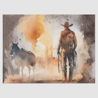 Westerne ontkoppeling van cowboyWaterverf Tissuepapier