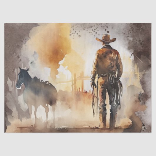 Westerne ontkoppeling van cowboyWaterverf Tissuepapier (Voorkant)