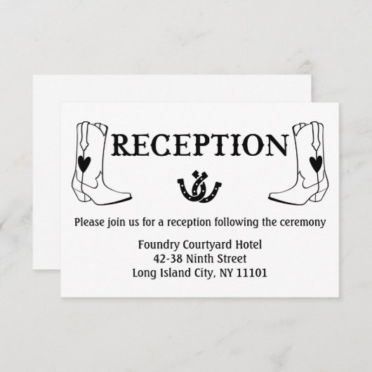 Westerne ontvangst Cowboy Boots country Wedding Kaart (Voorkant / Achterkant)