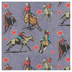 Westerne ontwerpstructuur voor Rodeo Cowmememeisje Stof