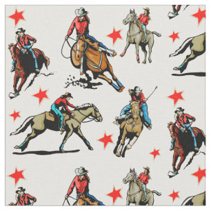 Westerne ontwerpstructuur voor Rodeo Cowmememeisje Stof