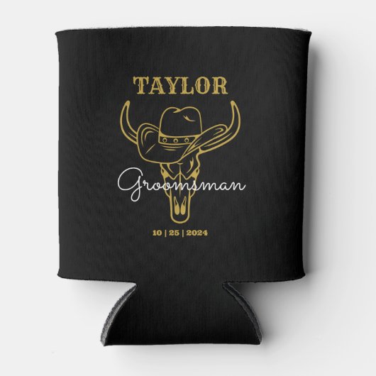 Westerne Oude Grens Cowboy Persoonlijke Groomsmen Blikjeskoeler (Voorkant)
